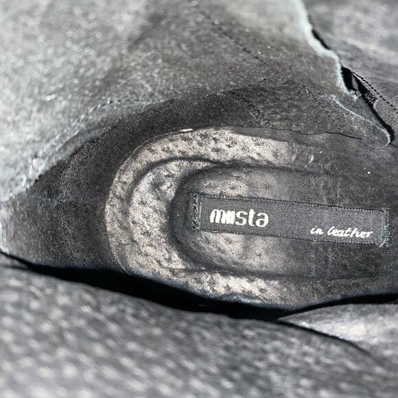 Miista Ali Black Ankle Boot Leather Wood Clear Block Heel Lucite Round T… - Picture 9 of 10